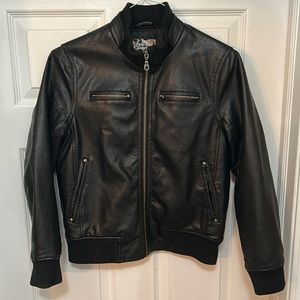 Boys Faux Black “Leather” Jacket Size 10/12